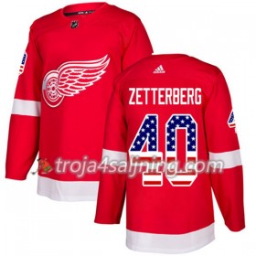 Detroit Red Wings tröja Henrik Zetterberg 40 Röd USA Flag Fashion 2017-2018 Adidas Authentic - NHL Tröjor Herr